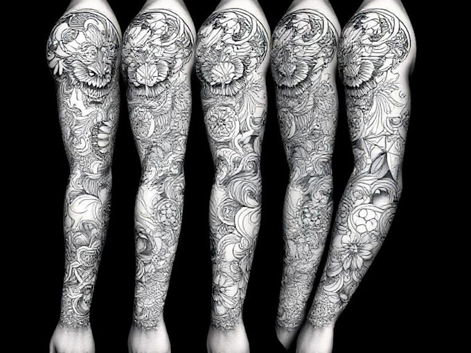 do  realistic tattoo design, full sleeve tattoo art