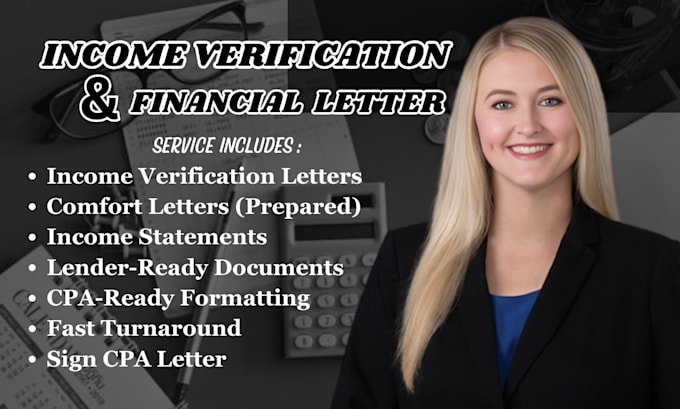 Prepare cpa ready income verification and financial letters by Dornard ...