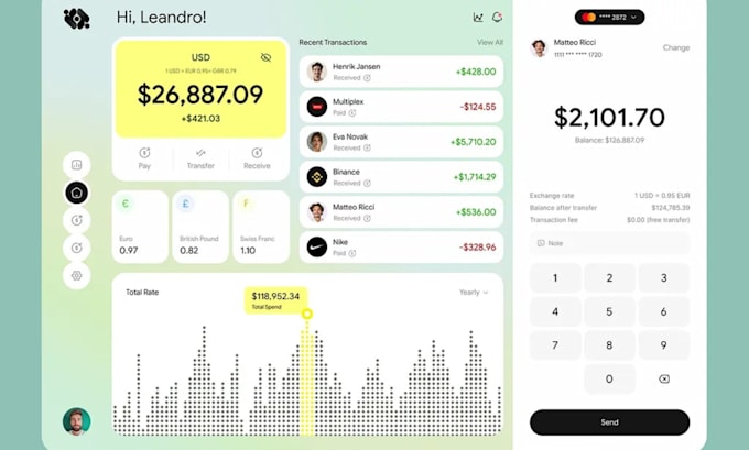 design ui ux for fintech app, wallet app, bill payment app