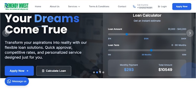 build a responsive loan website with online applicatiion