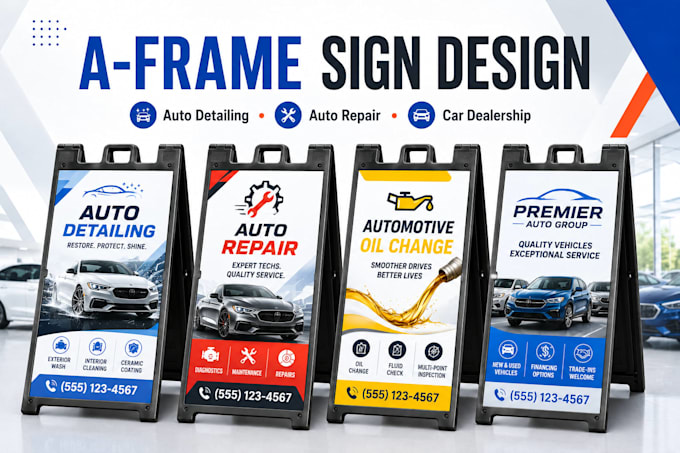 do a frame, sidewalk sign, sandwich board for auto detailing, automotive