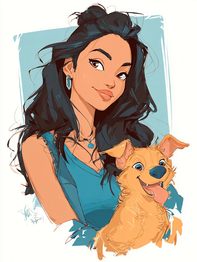 do cute disney cartoon portrait