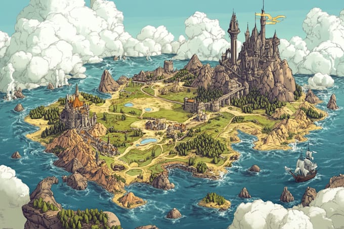 do fantasy map illustration