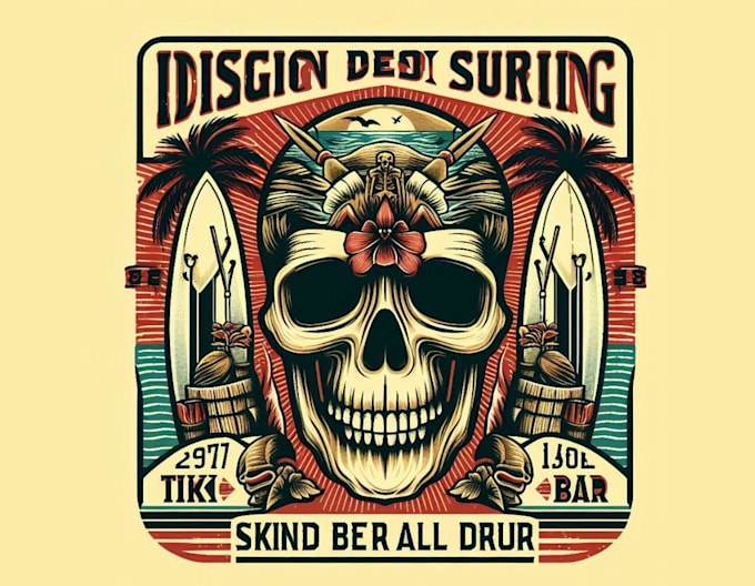 make creative beach skull tiki bar emblem logo