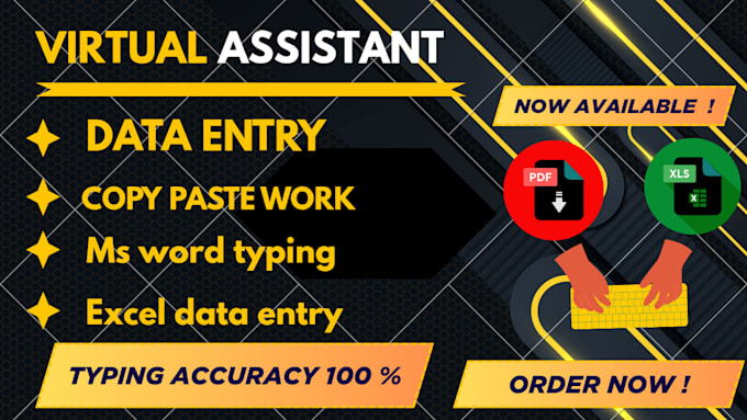do data entry, copy paste, ms word, excel typing available now