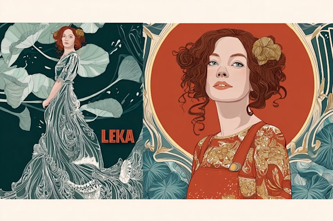 draw an art nouveau illustration for custom projects