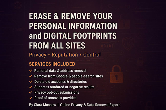 Image showcasing Erase, remove your personal information and digital footprints data ...