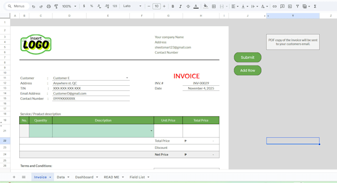 Create a professional invoice template in google sheets by Leriza_31 ...
