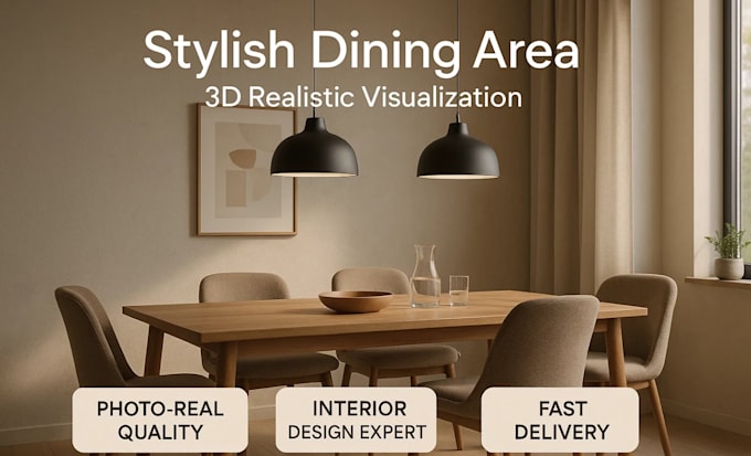 Design a stylish dining area with realistic 3d visualization by Chavez ...