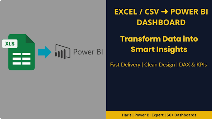 design power bi dashboards from excel or CSV files with interactive visuals