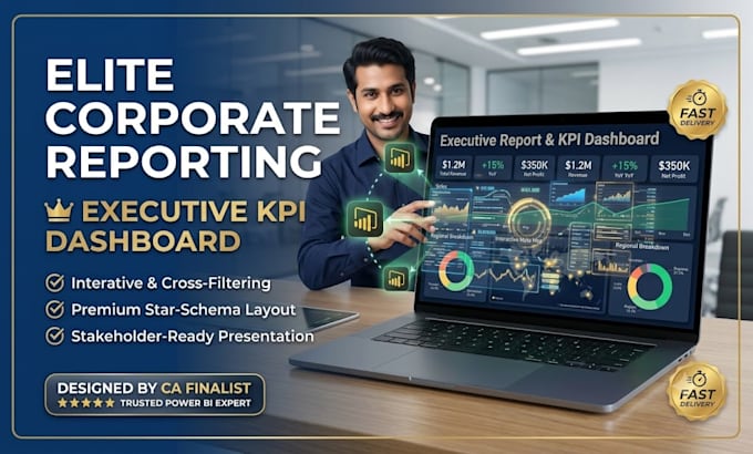 design a corporate executive report and kpi dashboard in power bi