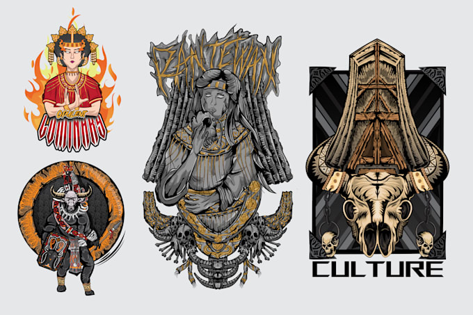 make tshirt design illustrations for clothing and apparel