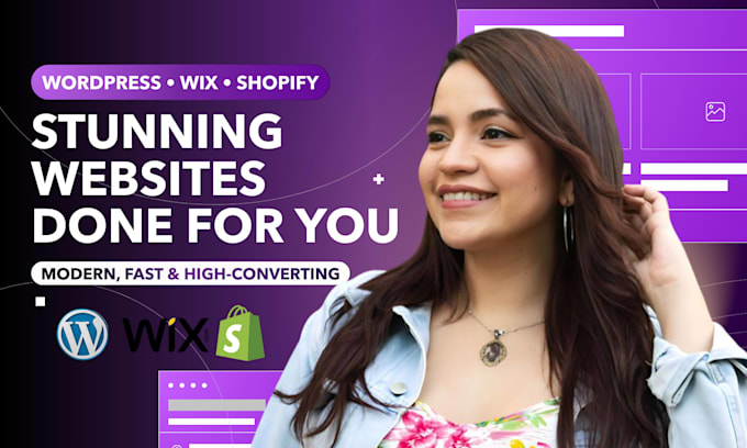 design a modern, responsive website on wordpress, wix, or shopify