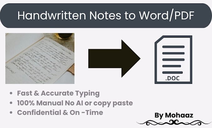 type handwritten notes into a word document or PDF