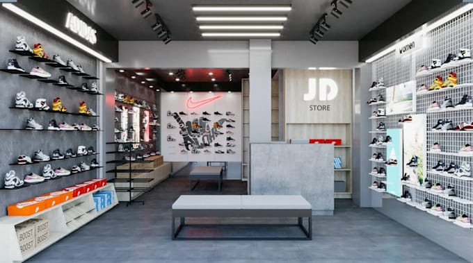 Design 3d modern boutique store, retail shop interior layout,render ...