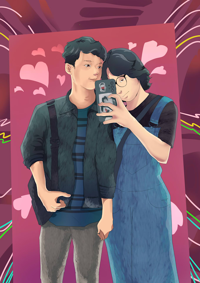 make a custom digital illustration portrait gift