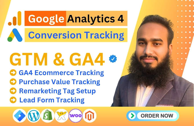 setup google analytics 4, ga4 ecommerce tracking, ads conversion tracking by GTM
