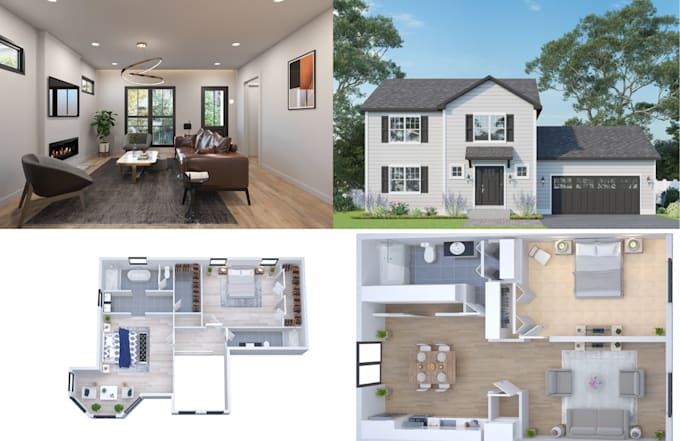 Design realistic 3d interior exterior architectural visualization and ...
