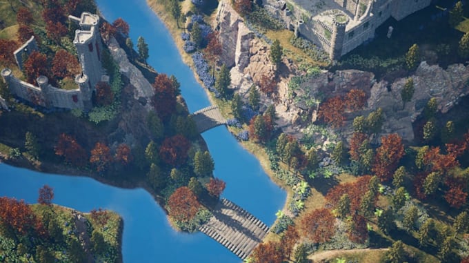 design open world 3d game environments, fantasy landscapes, urban worlds, unity
