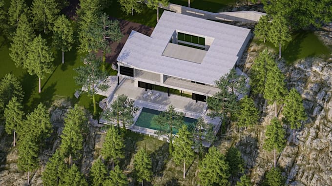 render 3d apartment building,balcony lawn,costal villa design,3d front elevation