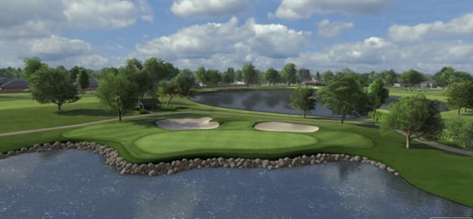 build golf showroom interior, craft modern golf course,mini golf field, terrain