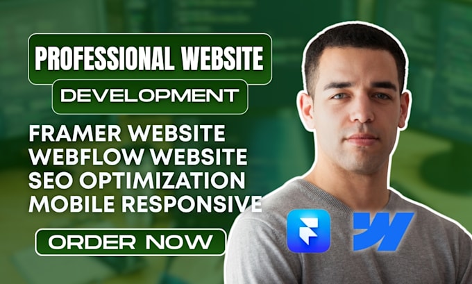 design redesign framer website, framer landing page and develop webflow website