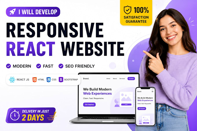 create fast and responsive website with react js and modern UI