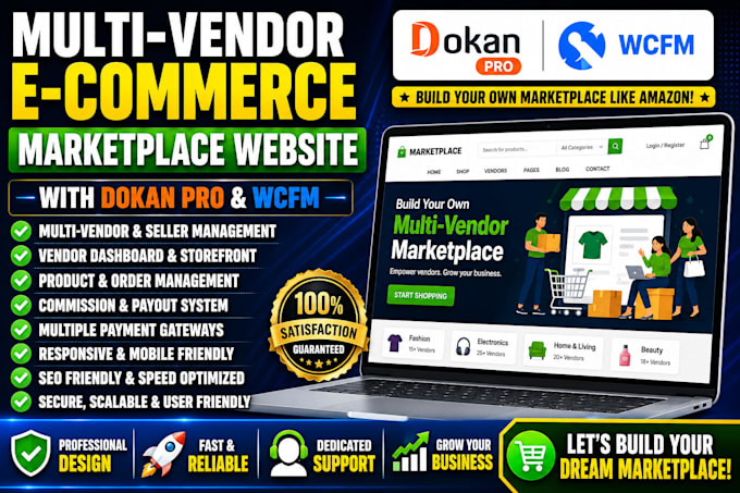 build multi vendor ecommerce marketplace website multivendor with dokan pro wcfm