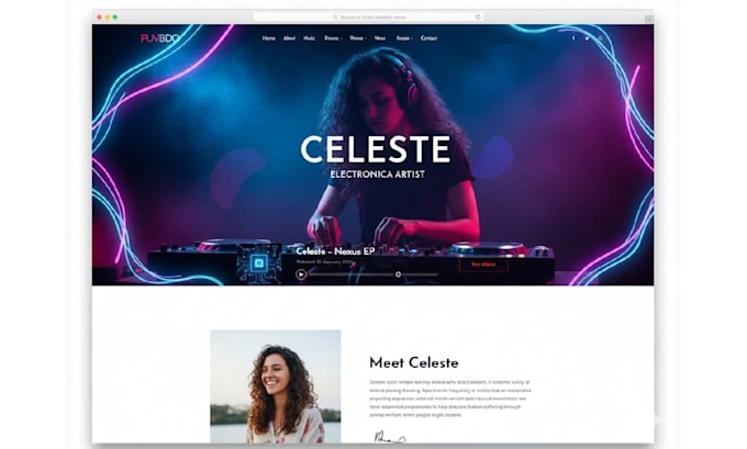 design music website or dj website using wix website squarespace website duda