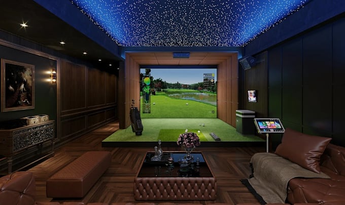 Picture of Luxury golf simulator room design,home golf theater,virtual golf setup ...