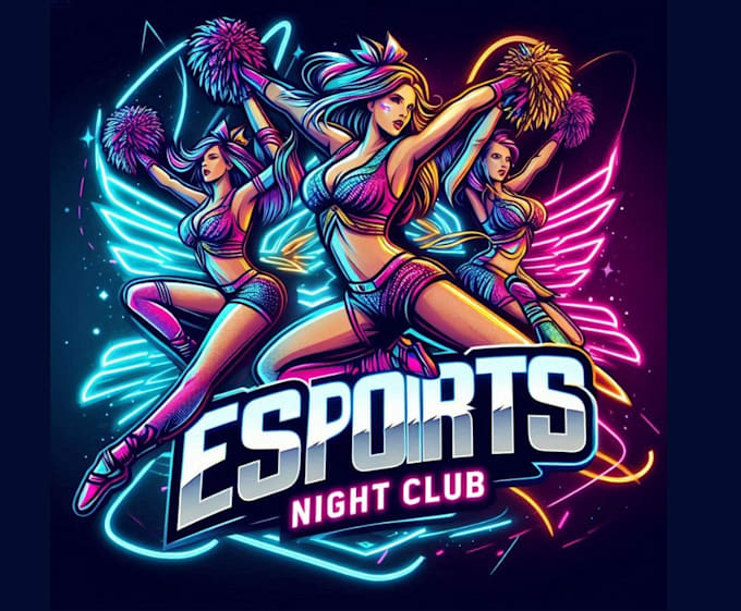 create colorful bar night club cheerleading dance logo
