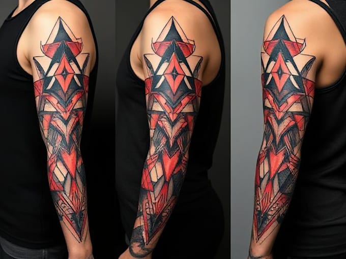 create sleeve tattoo design in geometric style