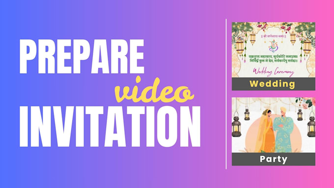 create a luxury animated wedding invitation video and card