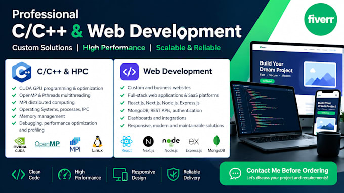 create website or build websites and develop c cpp cuda openmp mpi projects