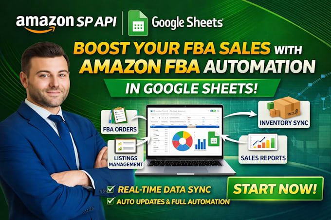 integrate amazon sp API with google sheets for fba orders, listings automation