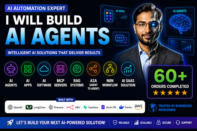 build ai agents, ai apps, ai websites, ai software or saas, mcp server, rag, n8n
