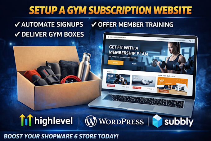 setup gym subscription website gohighlevel wordpress subbly gym subscription box