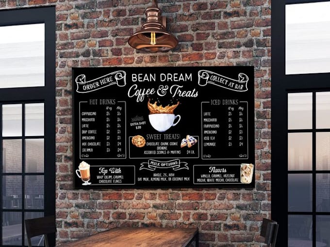 custom art menu boards, wall designs