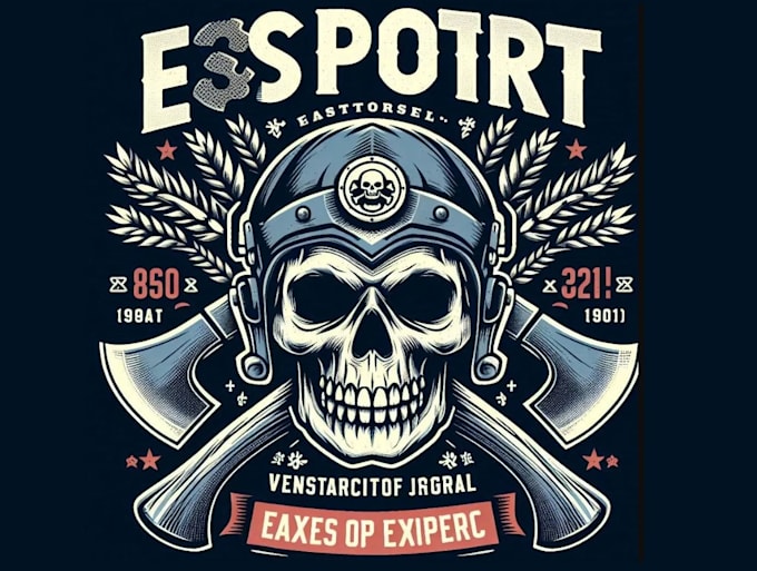 design esport vintage skull axes logo