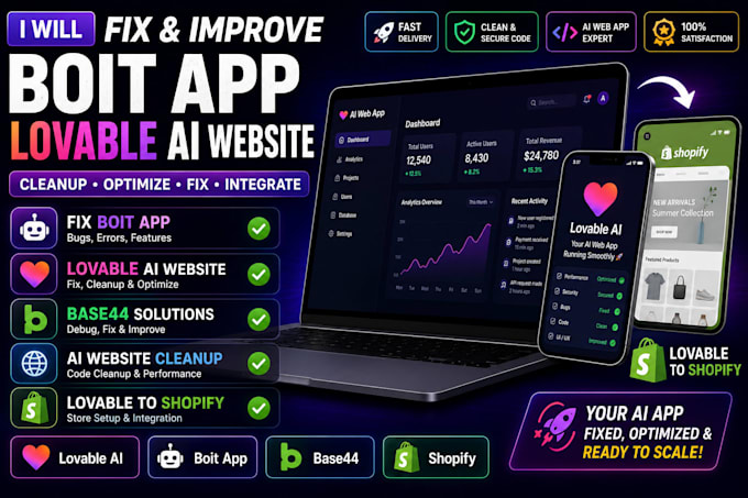fix boit app ai website cleanup loveable ai webapp lovable to shopify base44