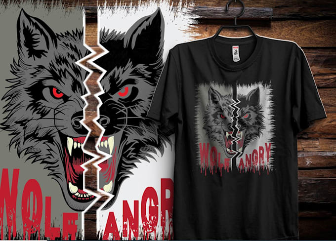 make hand drawn t shirt wolf head logo
