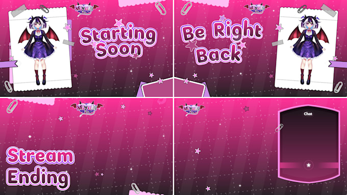 design vtuber overlay screen and twitch panels