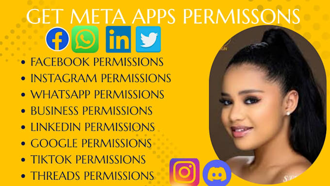 get facebook, instagram, wa, tiktok, twitter permissions, graph apis