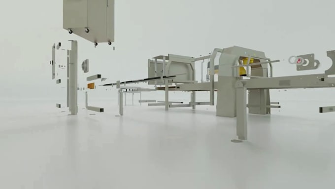 create 3d industrial robotic animation and 3d robotic arm video