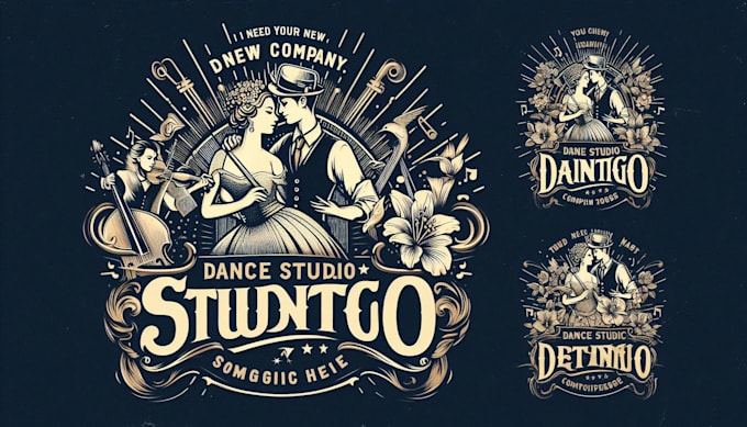 create a dance studio vintage logo within new concepts for you