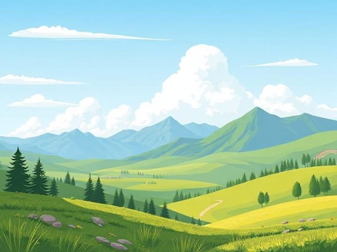draw a flat vector landscape illustration