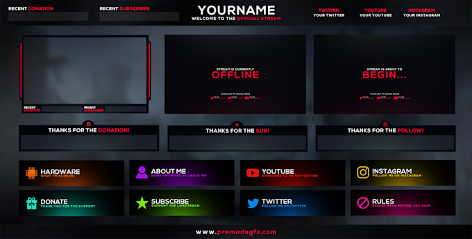 create stream overlay for gaming , crypto , youtube and twitch