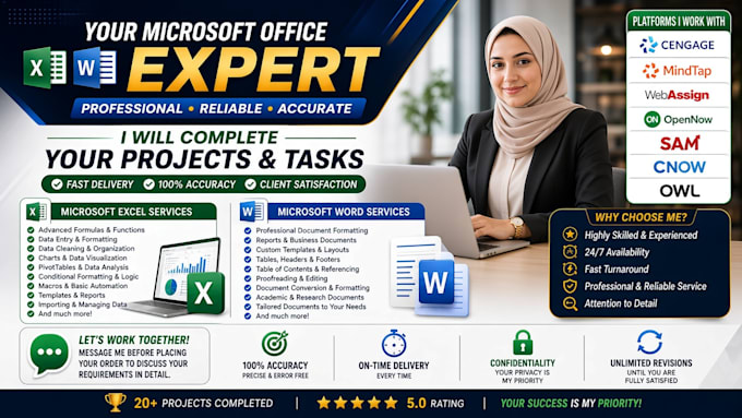 do your microsoft excel ,ms word assignments, projects and modules urgently