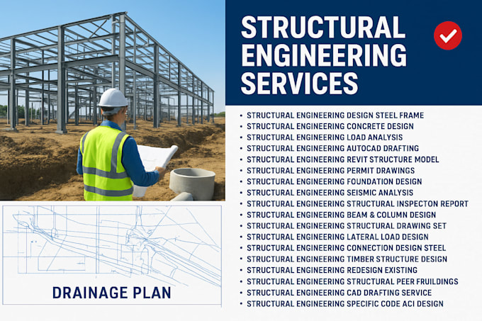 structural engineering design steel frame concrete design load analysis permit