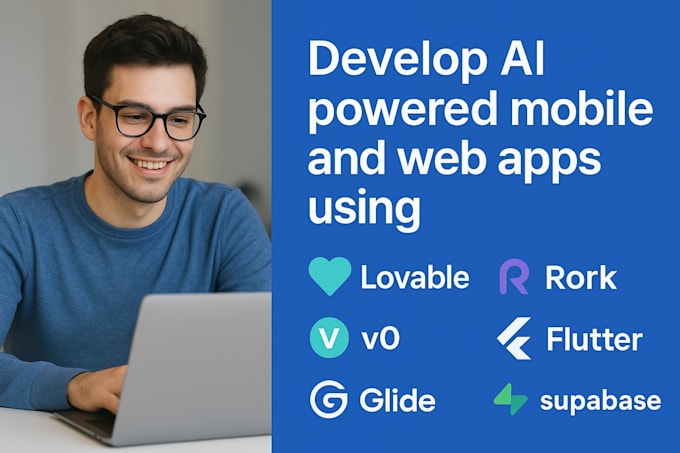 develop ai powered mobile and web apps with rork ai, lovable v0 base44 supabase